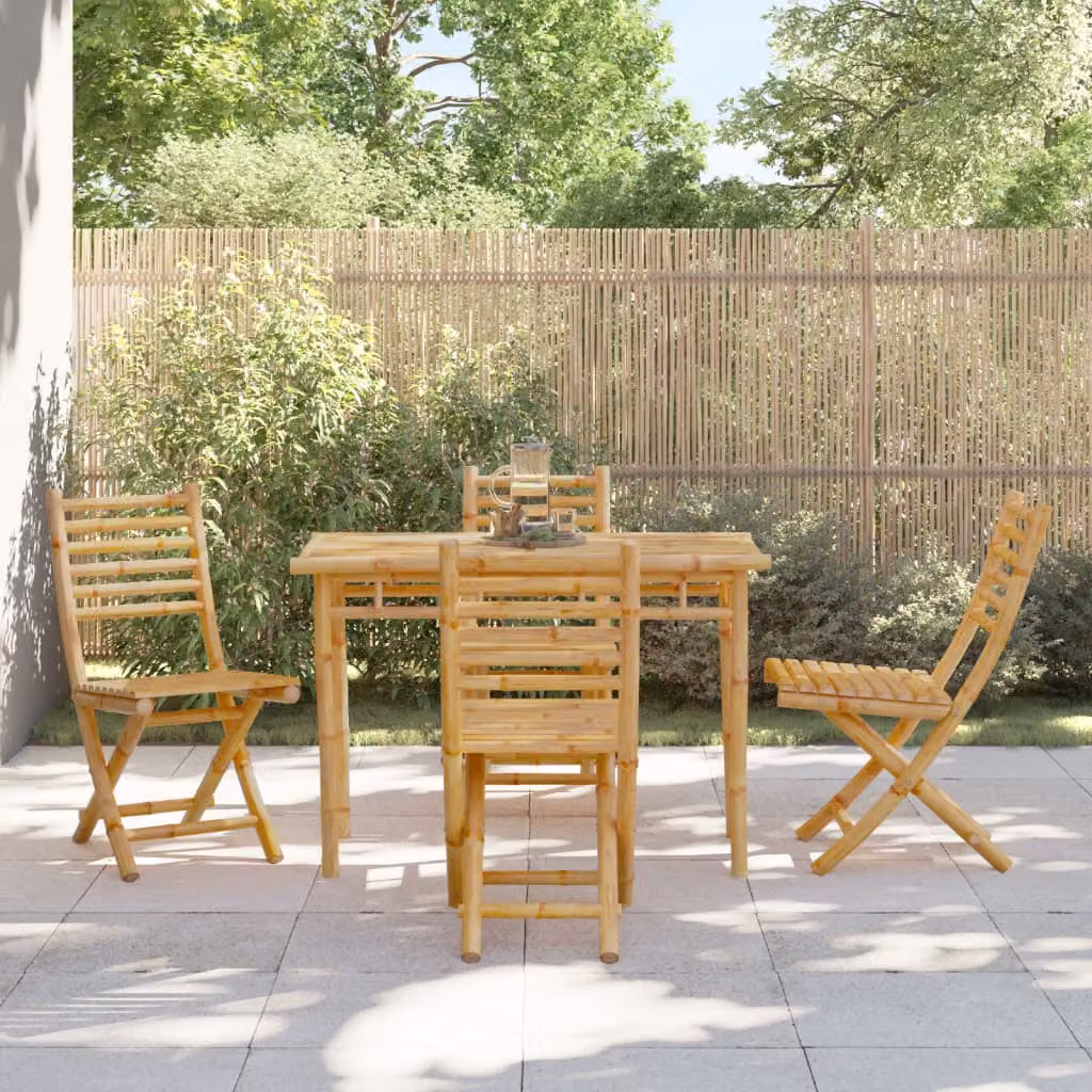 Set di 4 sedie pieghevoli da giardino vidaXL in bambù marrone, impilabili, L/P/H: 43 x 54 x 88 cm – 1
