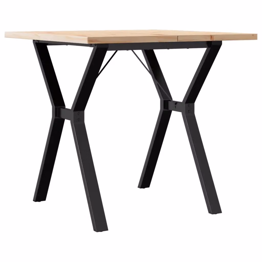 Tavolo da Pranzo Quadrato vidaXL in Legno di Pino e Metallo Marrone con Telaio a X L: 80 cm, P: 80 cm, H: 75,5 cm – 2