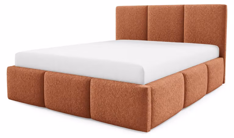 Letto imbottito con contenitore integrato, modello Melora, finitura grigio perla, dimensioni 180 x 200 cm