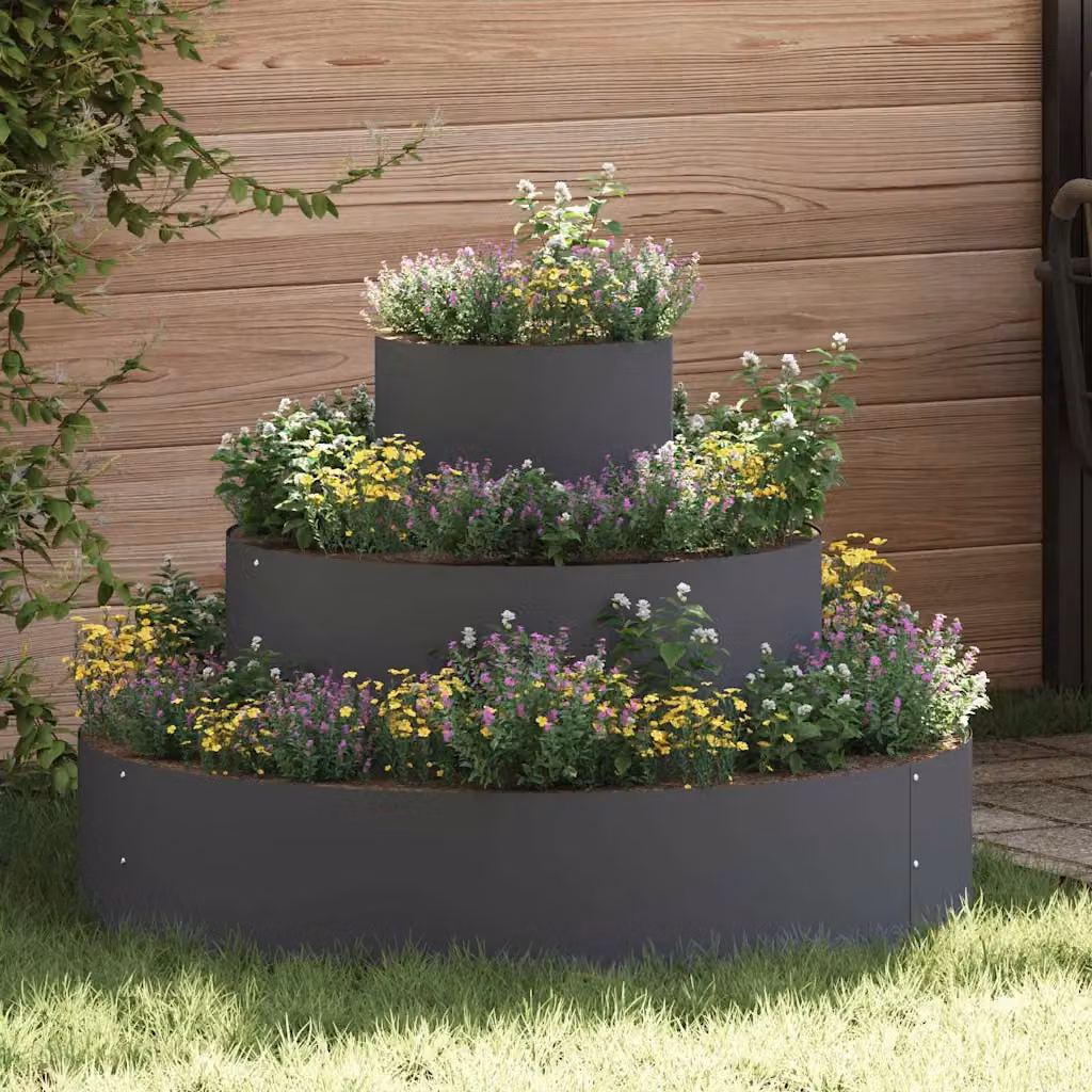 Vaso da giardino vidaXL in acciaio colore antracite L 90 cm x P 90 cm x H 20 cm