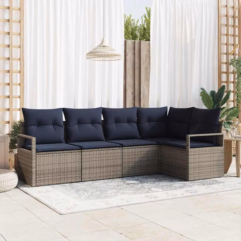 Maison Exclusive - Set di divani componibili, 5 pezzi, grigio [materiale sintetico]: rattan sintetico