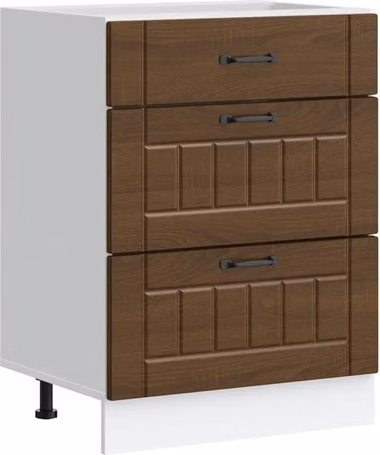 Armadio da cucina Lucca spazio ottimizzato 60 x 46 x 81,5 cm piedini regolabili stile contemporaneo in legno di rovere marrone 02_0050495