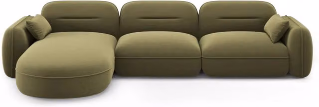 Divano angolare modulare Sydney Cosmopolitan Design, 4 posti in velluto verde, configurazione sinistra L/P/H: 320 x 165 x 70 cm – 1