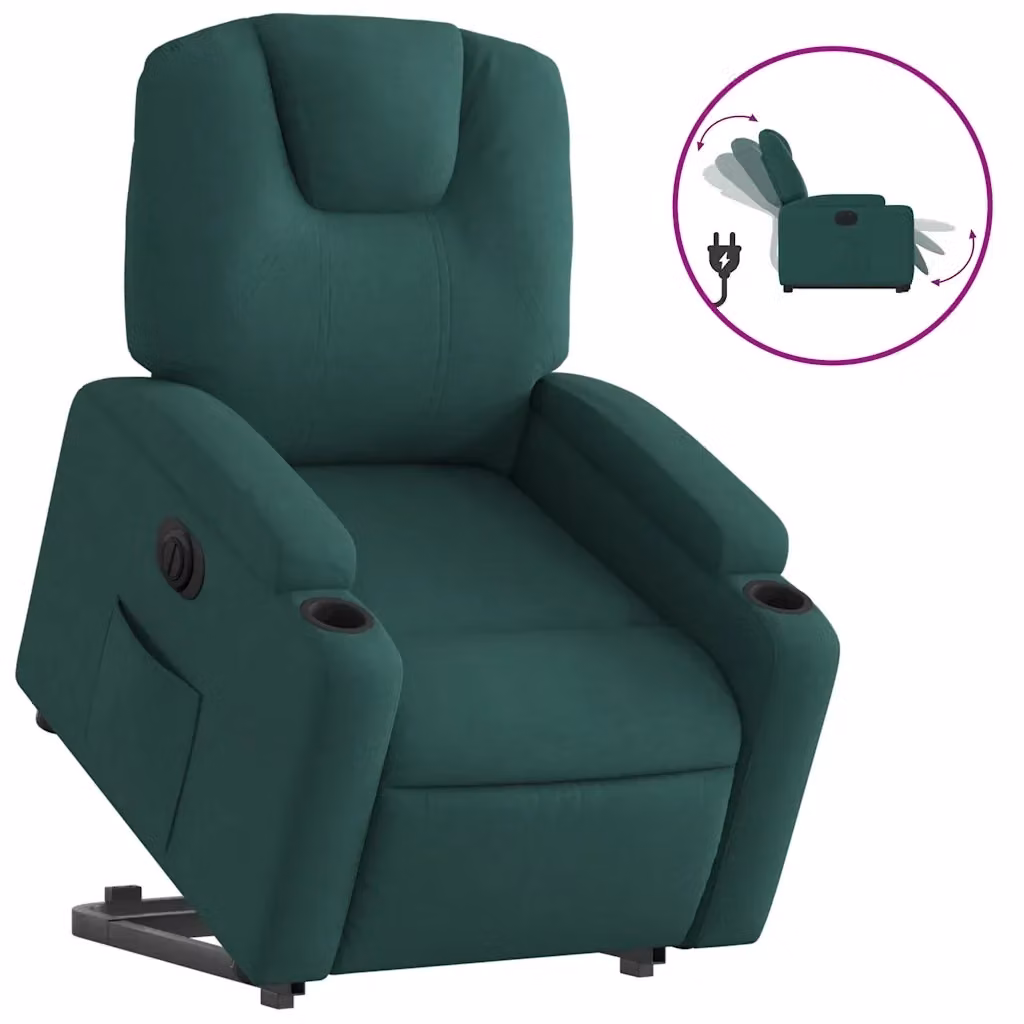vidaXL Poltrona Alzapersona Reclinabile Elettrica in Tessuto Verde – 2