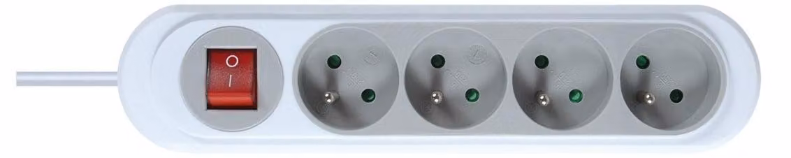 Debflex 716023, listello multipresa a blocchetto, 4 prese, 2P + T, 16A, colore grigio scuro