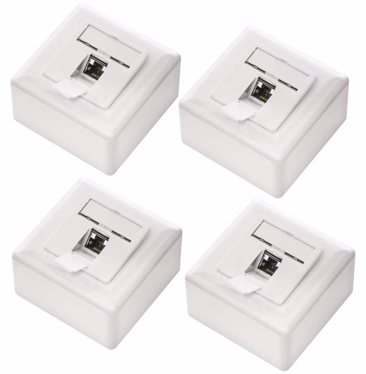deleyCON, connettore di rete universale CAT6, 1 porta RJ45, schermato, confezione da 4 pezzi - Bianco
