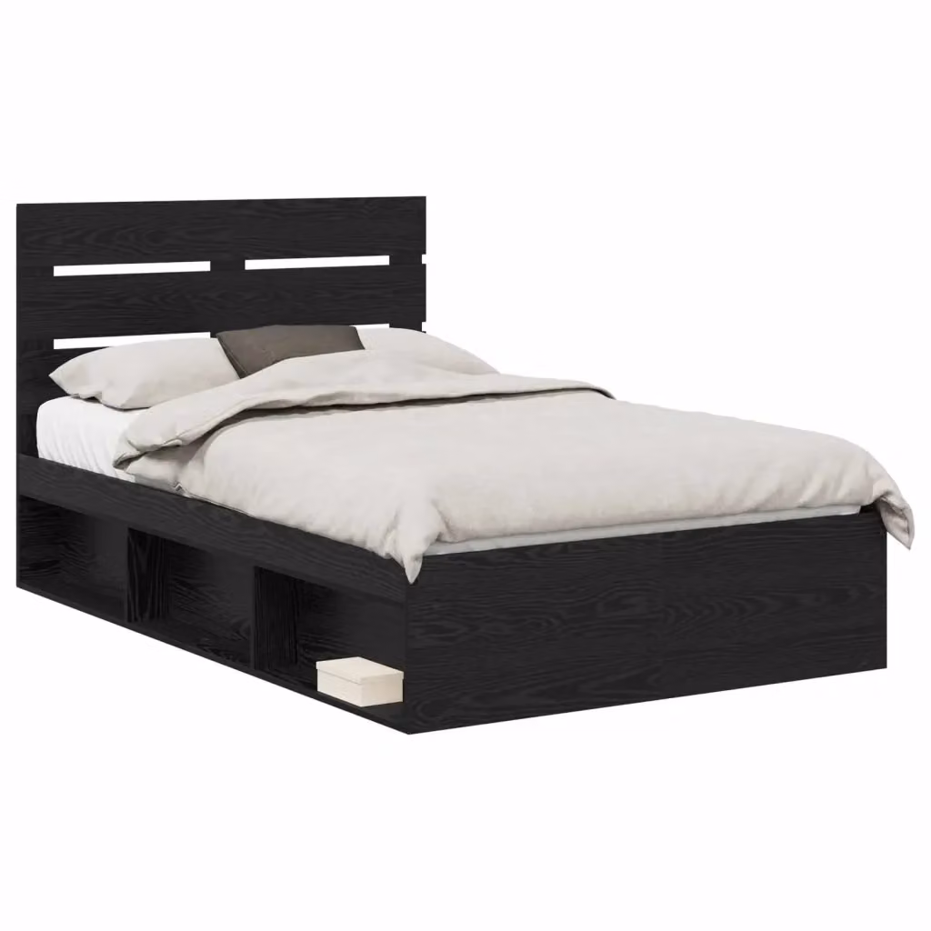 Struttura letto vidaXL in pino massello nero L 120 x P 200 cm – 2