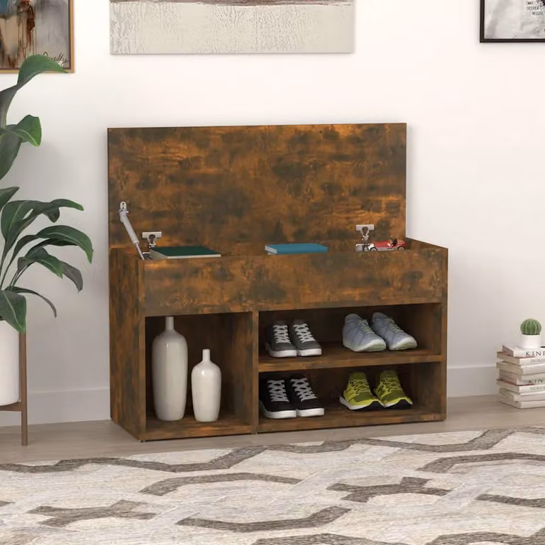 Scarpiera moderna vidaXL in legno Rovere Fumo, L: 80 cm, P: 30 cm, H: 45 cm