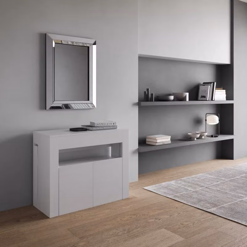 Consolle allungabile Evolve Itamoby con panca inferiore Bianco Frassino L/P/H: 90 x 42/302 x 75 cm e panca 72 x 26/300 cm – 2