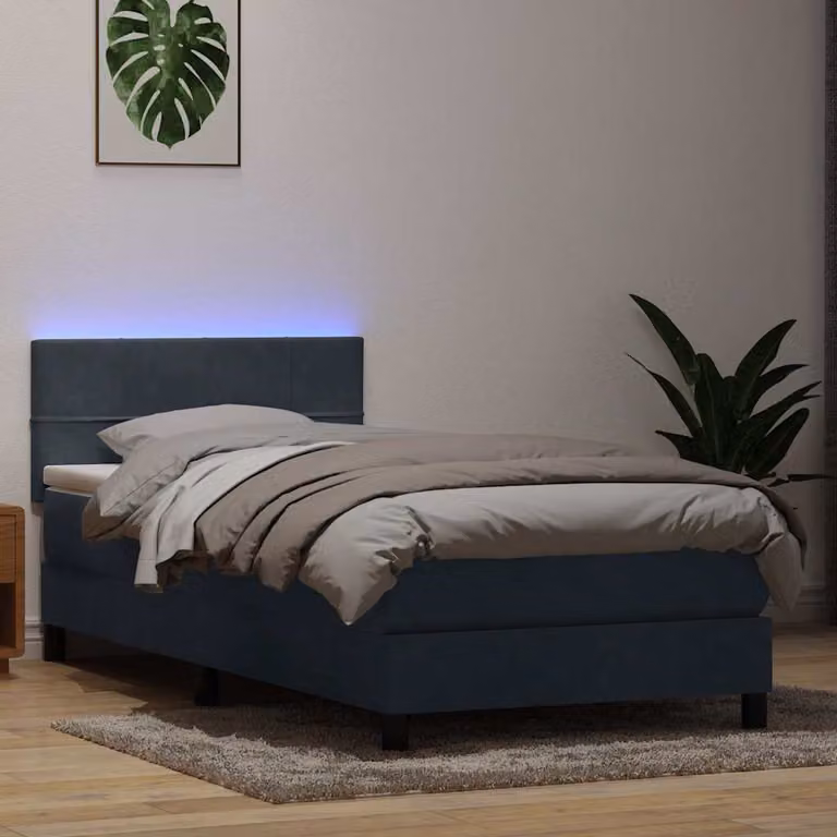 Maison Exclusive - Letto a Molle con Materasso e LED Grigio Scuro 80x220 cm Velluto