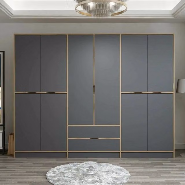 Armadio da camera da letto Gaspard DMORA con ante a battente, colore nero e marrone noce, L: 277 cm, H: 208 cm, P: 52 cm – 1