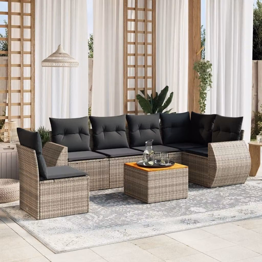 Maison Exclusive - Set Divani da Giardino 7 pz con Cuscini Grigio in Polyrattan