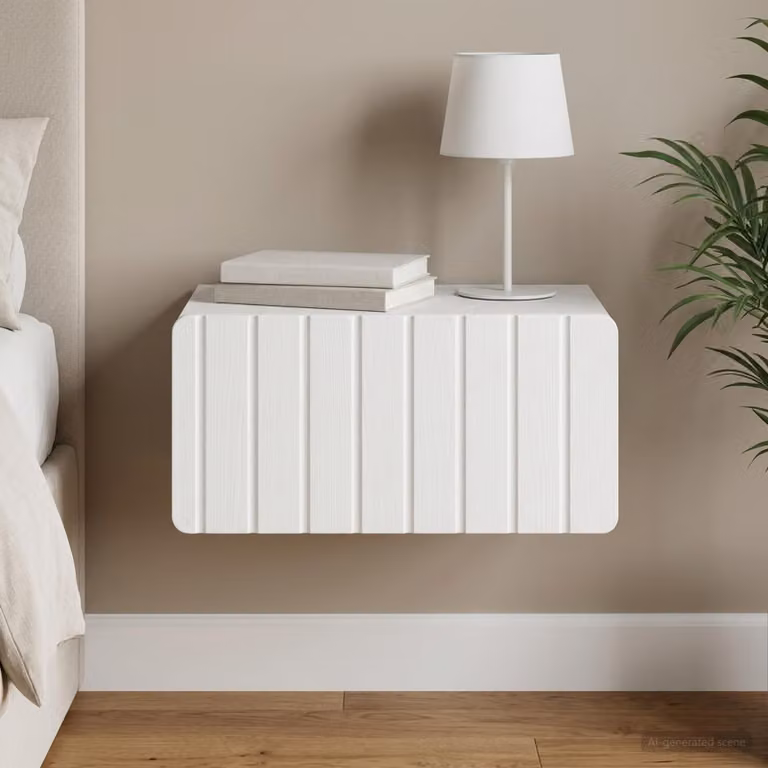 vidaXL Mobiletto da notte sospeso con cassetto Bianco L: 49 cm, P: 34,5 cm, H: 24 cm