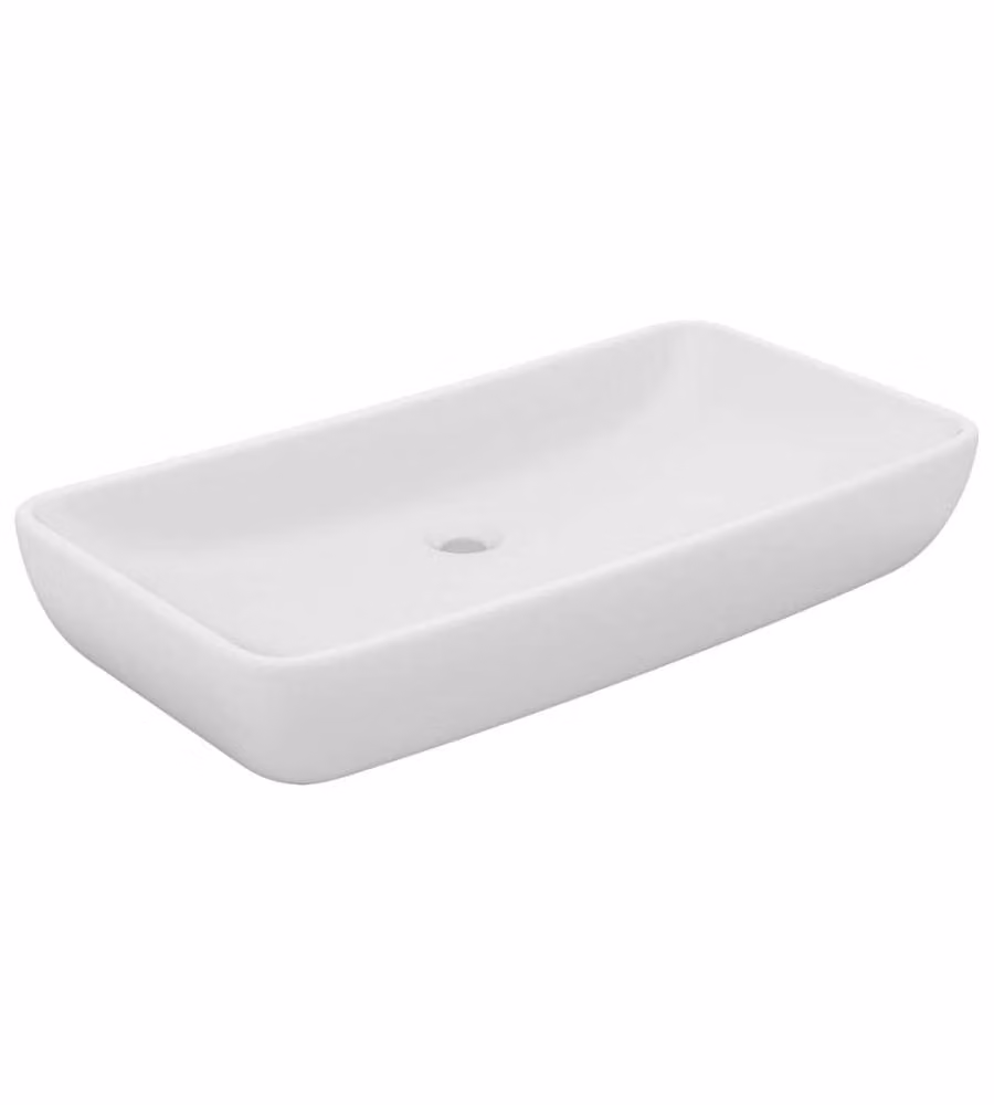 Lavandino Luxury Rettangolare vidaXL in Ceramica Bianco Opaco L: 71 cm, P: 38 cm – 2