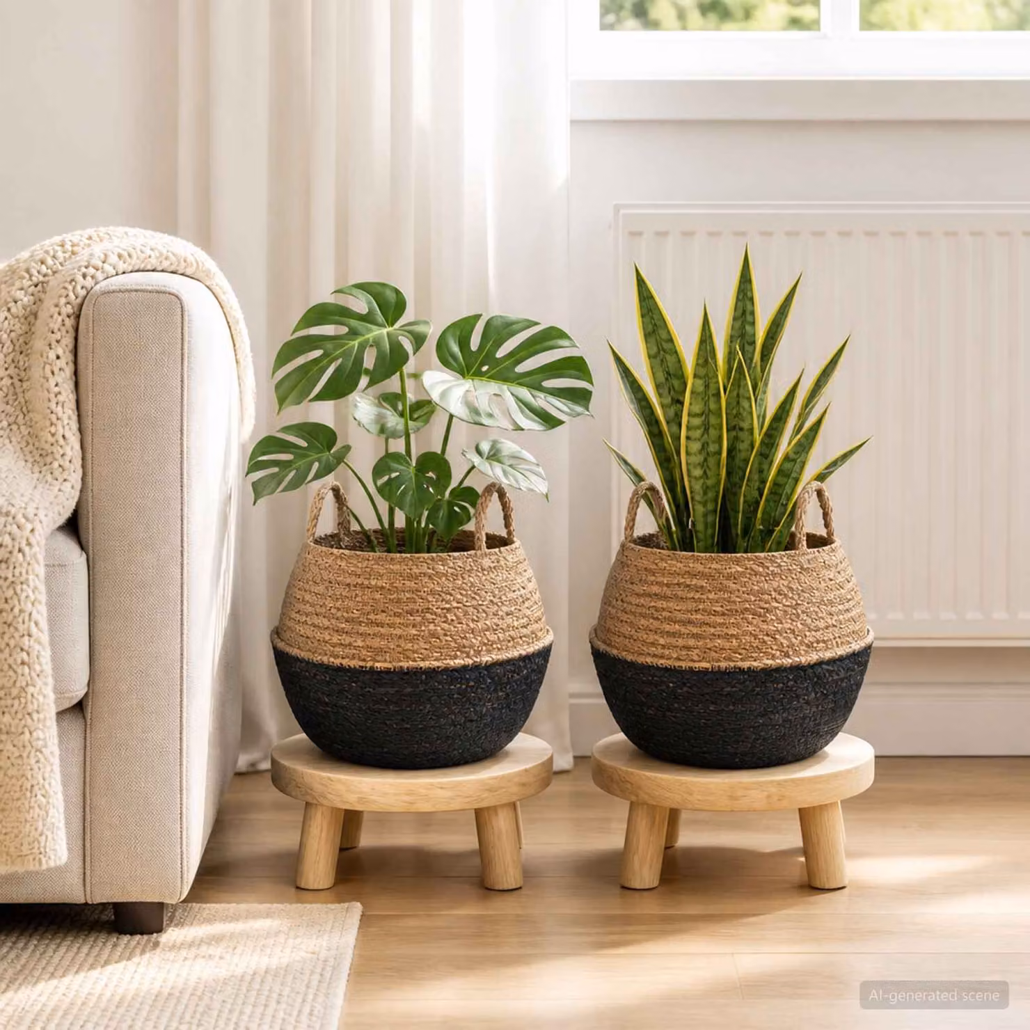Set di 2 vasi da fiori moderni con manici vidaXL in colore nero, Ø 45 cm x H 36 cm