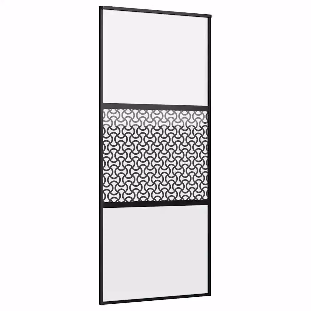 Porta scorrevole moderna vidaXL in alluminio e vetro nero L: 90 cm, P: 2 cm, H: 205 cm – 2