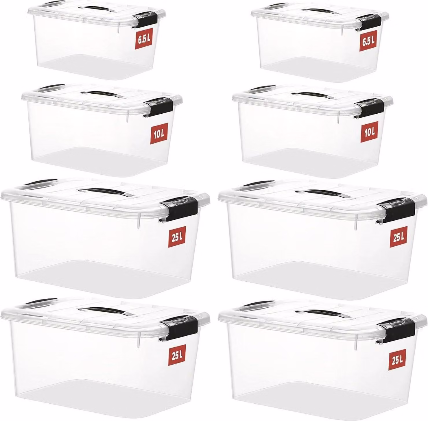 Set di contenitori Greentainer con coperchio Organizzatore impilabile da 8 pezzi Trasparente