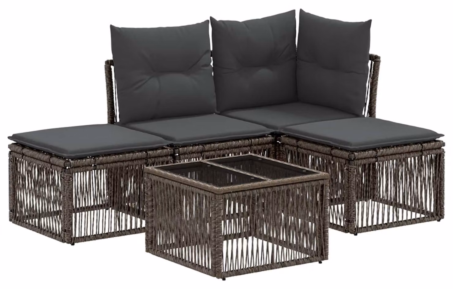 Set Divano da Giardino 5 pcs Grigio polyrattan