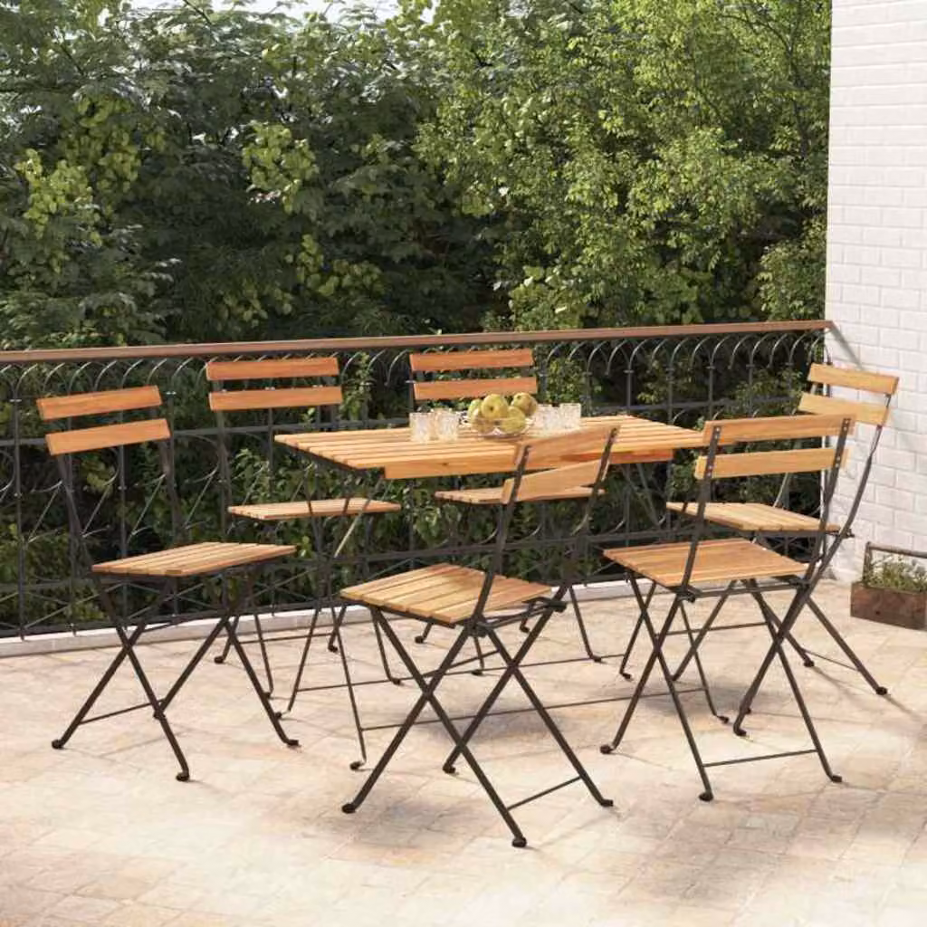 Set di 6 sedie pieghevoli vidaXL in legno di teak e acciaio, colore marrone