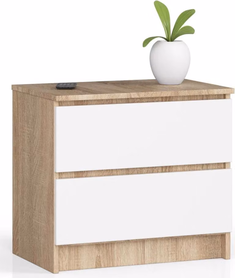 Comodino pratico YMARIN - rovere sonoma / bianco