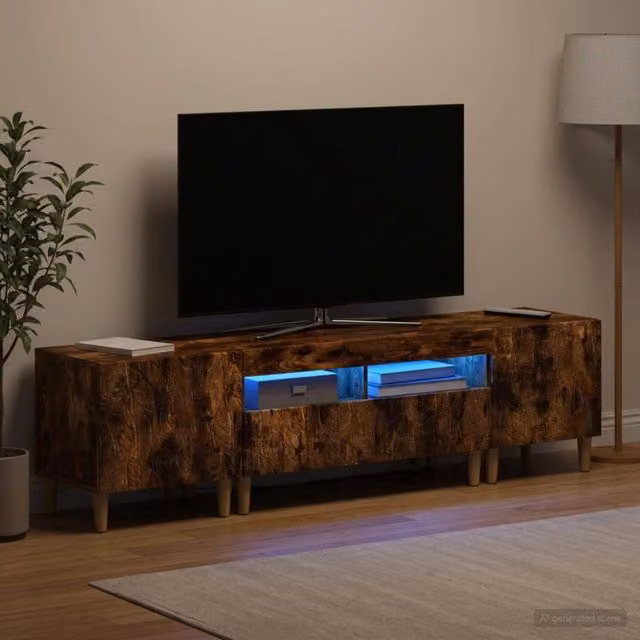 Mobile TV LED a 3 pezzi DELFT Rovere Fumo Legno ingegnerizzato 3416765