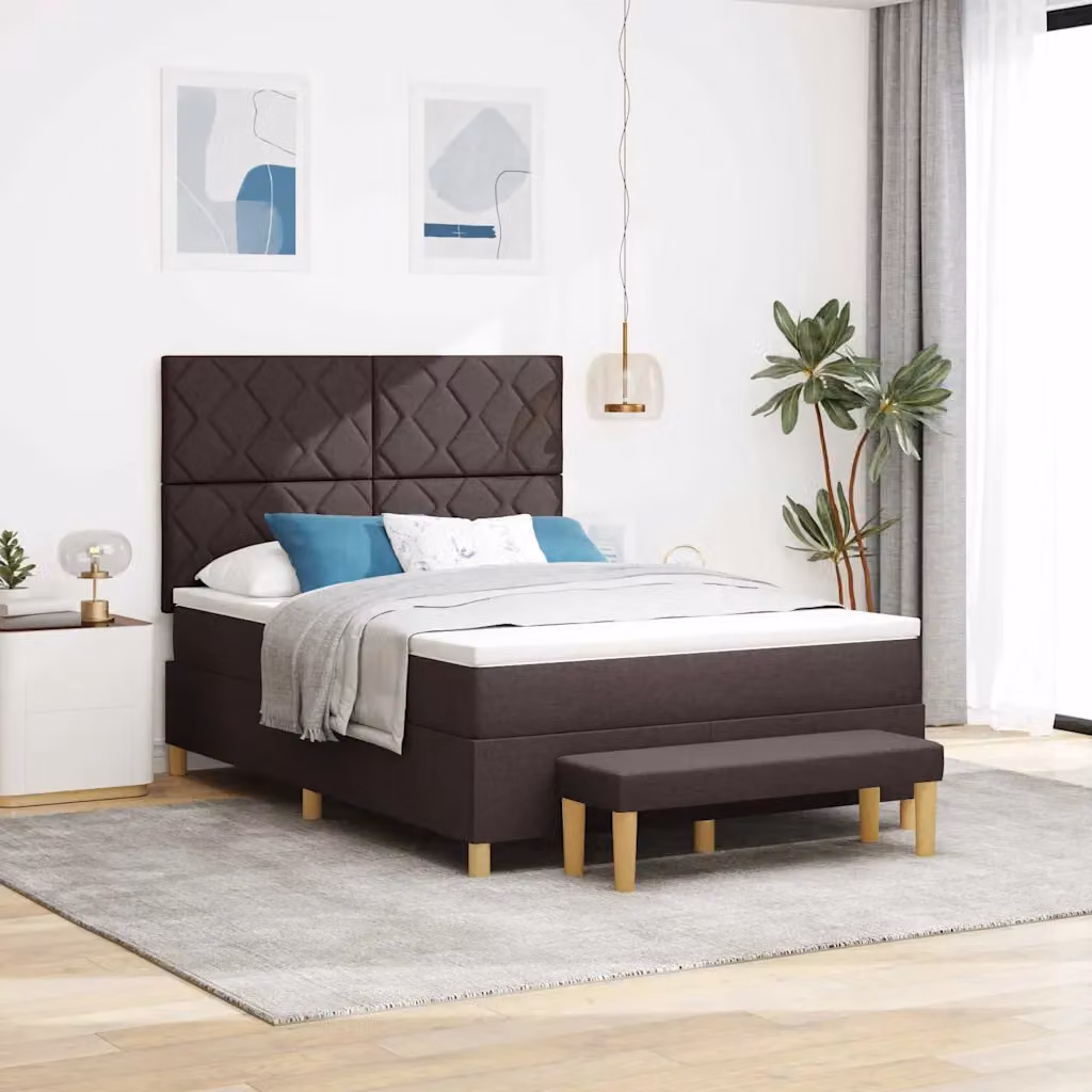 Letto a molle con testiera vidaXL in tessuto marrone scuro L: 160 cm, P: 200 cm, H: 128 cm