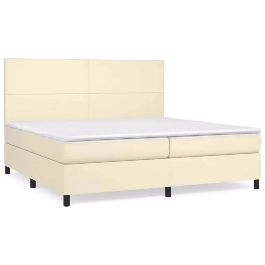 Letto a molle con materasso ibrido vidaXL in similpelle beige e bianco L/P/H: 200 x 200 x 128 cm – 2