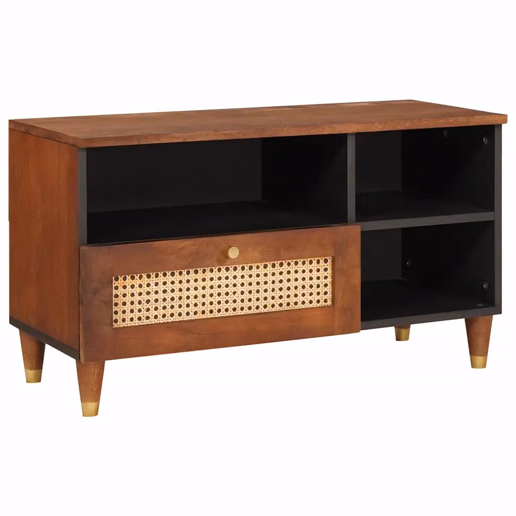 Mobile TV vidaXL in legno di mango massello marrone L: 80 cm, P: 33,5 cm, H: 46 cm