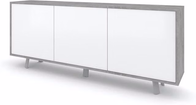 Buffet 3 ante VELBRUK cemento/bianco lucido