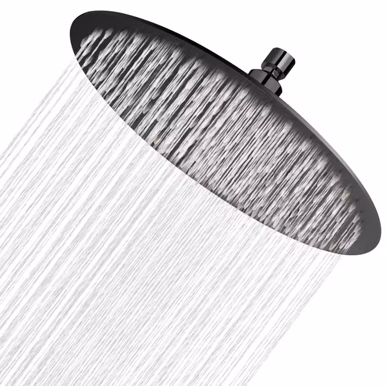 Doccia a pioggia da 30 cm, in acciaio inossidabile nero, con ugelli anticalcare, 144 ugelli, attacco G1/2