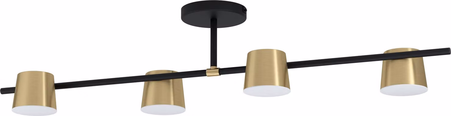 Lampada da soffitto EGLO LED Altamira, lampada da soffitto, lampada da soffitto, acciaio nero, ottone, plastica bianca, attacco GU10, L 115,5 cm