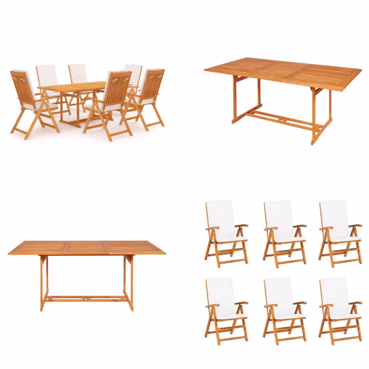 vidaXL Set da pranzo da giardino 7 pezzi con cuscini in teak massiccio - Set da pranzo da giardino - Set da pranzo da giardino - Set di mobili da giardino - Set di mobili da giardino