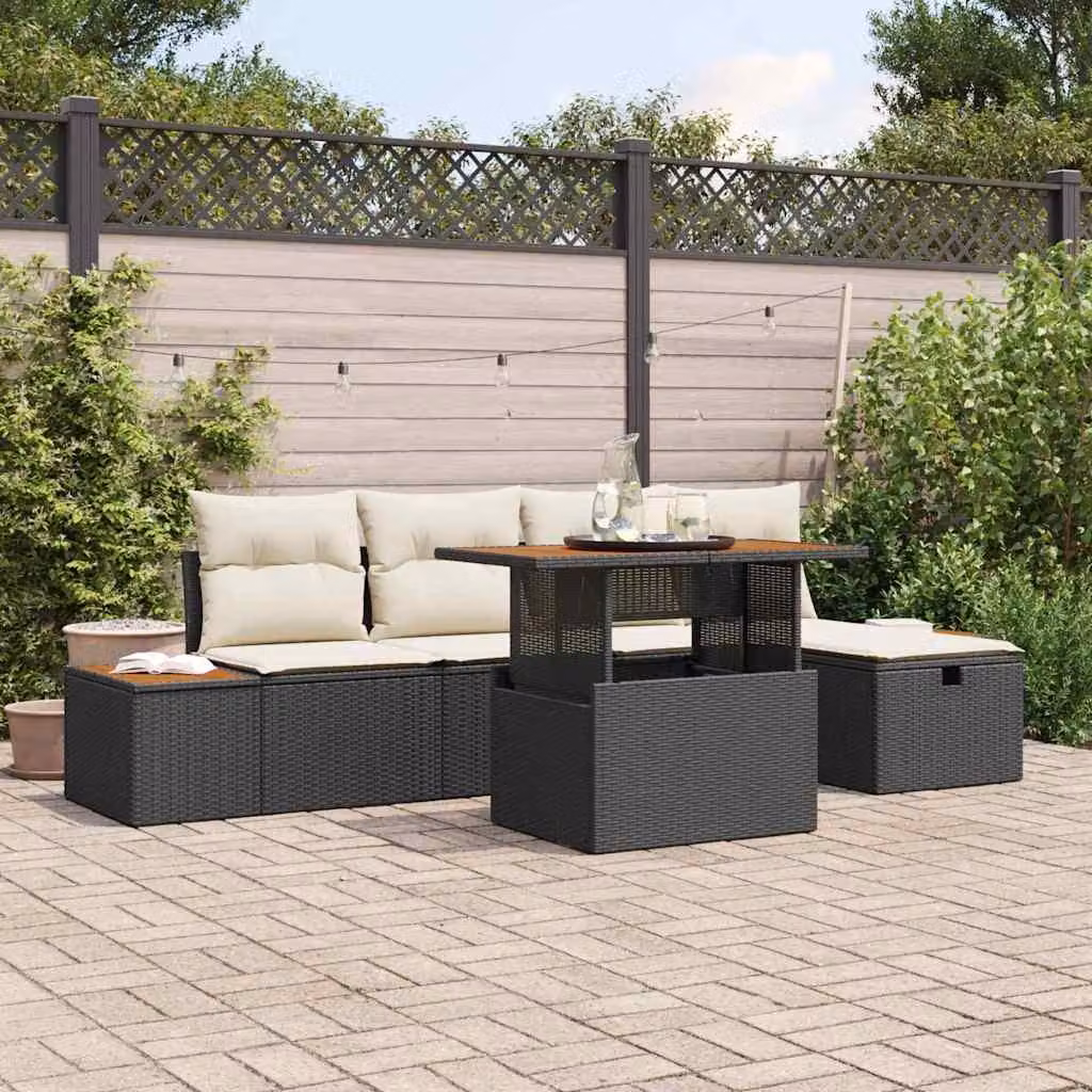 Maison Exclusive - Set da giardino con divano, 6 pezzi, colore nero, realizzato in rattan sintetico