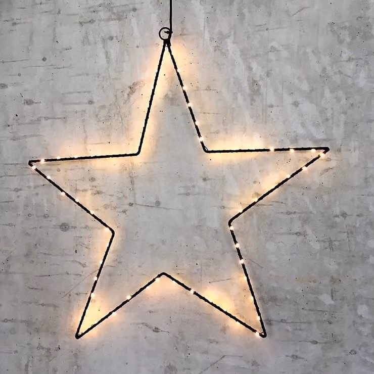 Lights4Christmas Stella LED 60 LED bianco caldo per esterni 50 cm nero