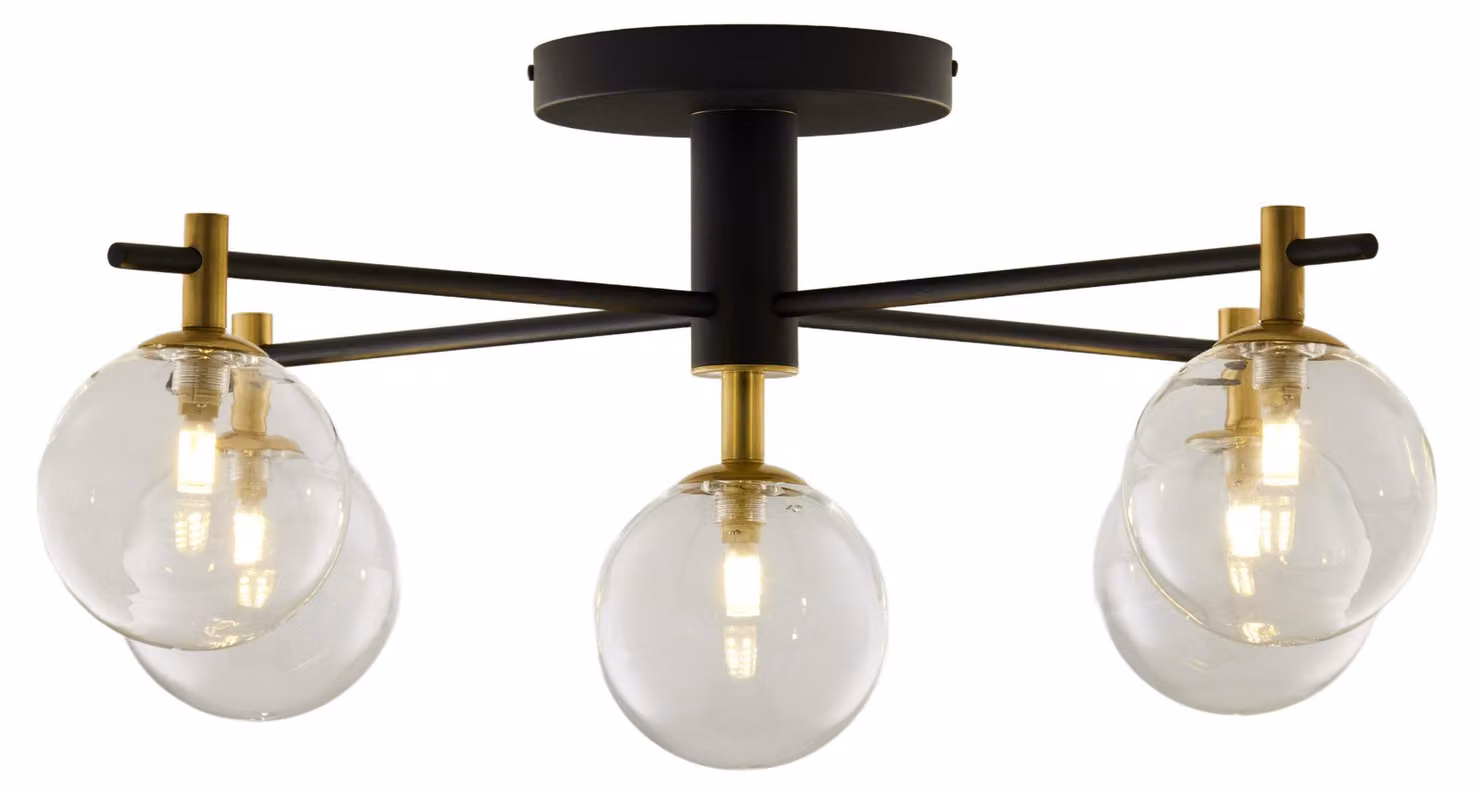 Lampada da soffitto FIGARO nero-oro 5xG9x8W in metallo, dimensioni: 34x82x82 cm, IP20, Jupiter