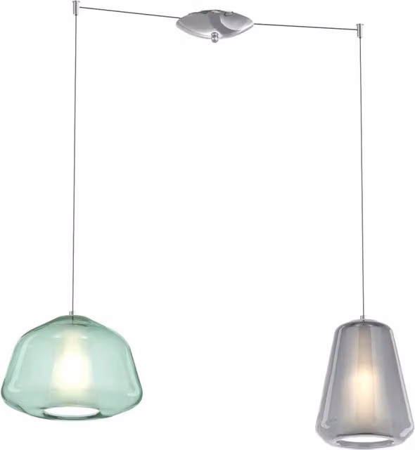 Lampadario Contemp Double Skin Metallo Cromo Vetro Ag Multicolor 2 Luci E27