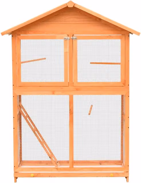 Gabbia per uccelli vidaXL in legno di pino e abete, L: 125,5 cm, P: 59,5 cm, H: 164 cm