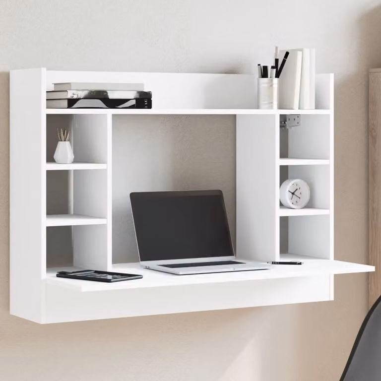 Scrivania a parete moderna vidaXL bianca in legno e MDF L: 105 cm, P: 48 cm, H: 75 cm