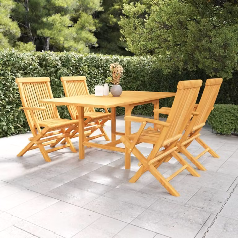 The Living Store 5 pezzi. Set da pranzo da giardino in legno massiccio teak