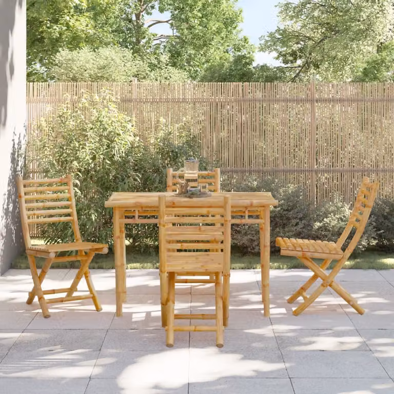 Set di 4 sedie pieghevoli da giardino vidaXL in bambù marrone, impilabili, L/P/H: 43 x 54 x 88 cm