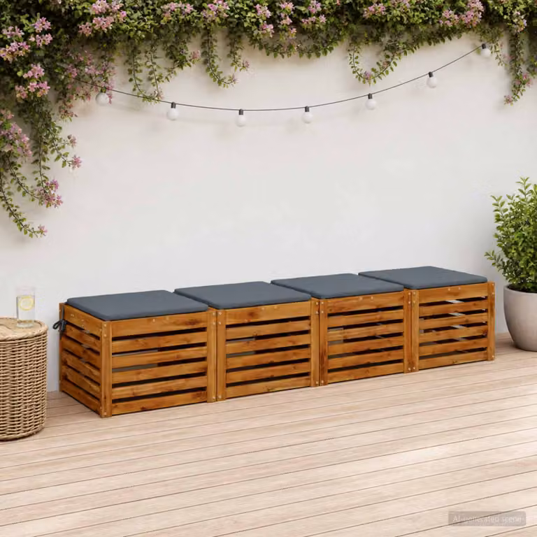 Set di 4 cuscini per sedia vidaXL SOEST in poliestere blu, lavabili e resistenti ai raggi UV
