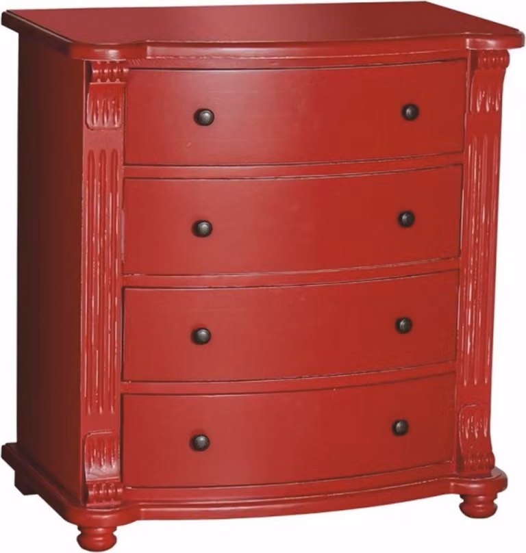 Casa Padrino cassettiera in stile country con 4 cassetti rosso 80 x H. 100 cm - Mobili in stile country