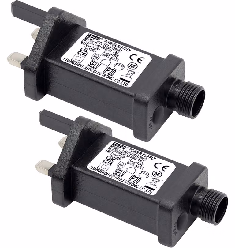 Alimentatore di ricambio da 12V e 12W per luci natalizie, confezione da 2 pezzi