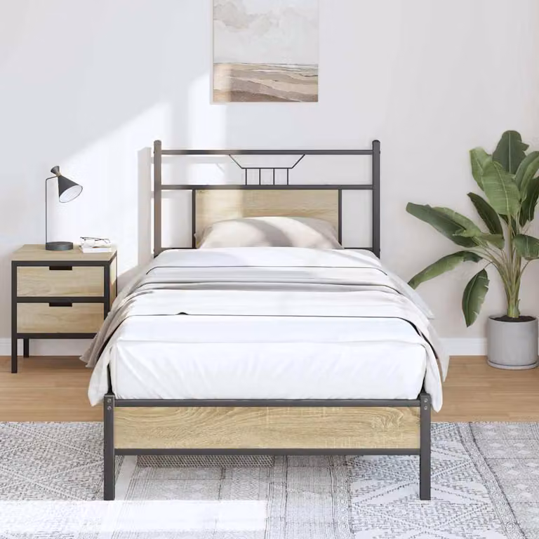 vidaXL Giroletto senza Materasso in Rovere Sonoma e Truciolato, Colore Marrone, 80 x 200 cm