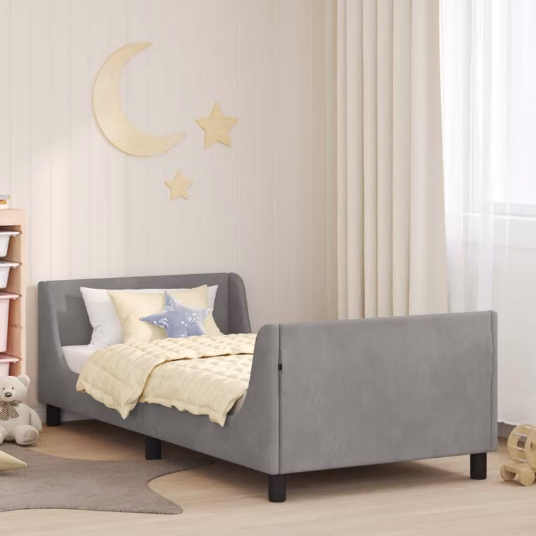 Struttura letto per bambini vidaXL in tessuto velluto grigio, L 80 cm x P 200 cm