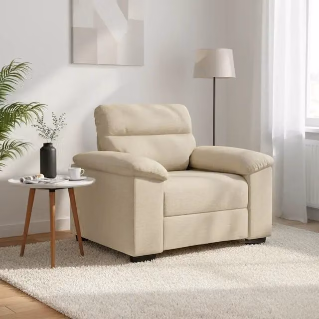 Poltrona moderna beige in tessuto con braccioli L/P/H: 100 x 81 x 84 cm