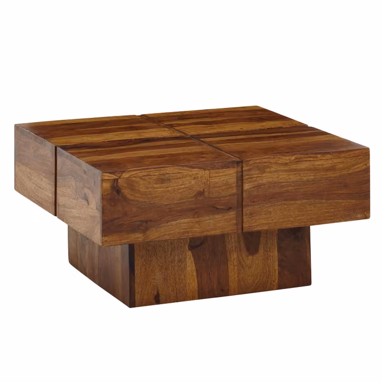 Tavolino 57,5x57,5x30 cm in legno massiccio di sheesham quadrato | Wohnling