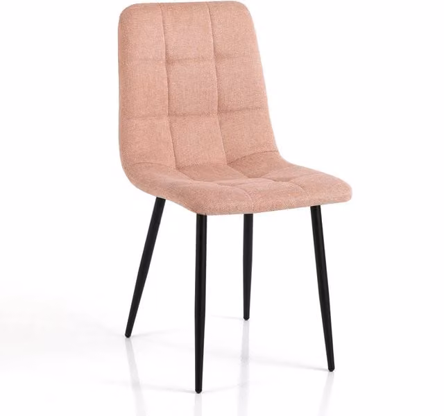 Sedia CORFU-B Oresteluchetta in velluto rosa trapuntato con gambe in metallo nero opaco