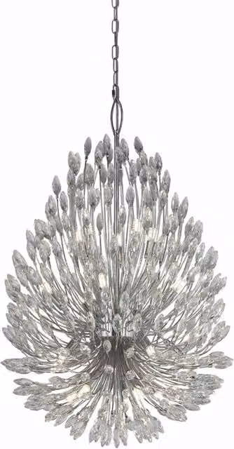 Lampadario a sospensione moderno SEARCHLIGHT in acciaio cromato e cristallo trasparente con 20 luci G9