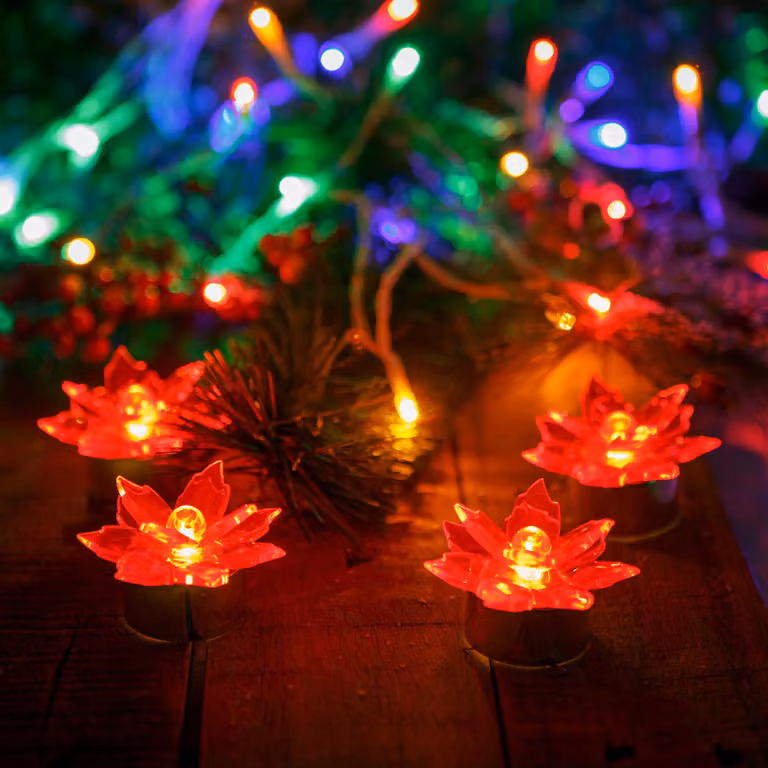 Decorazione floreale a LED - alimentazione a batteria - confezione da 4 pezzi